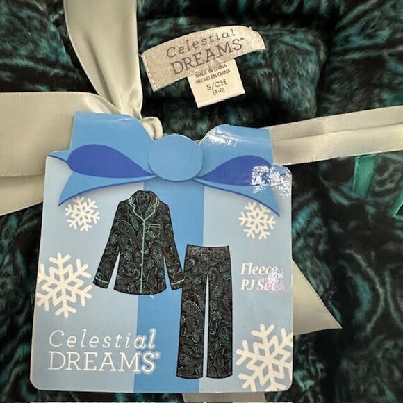 Celestial Dreams Fleece Pajama Set Paisley Button Top Pants Cozy Women Small NWT - Picture 3 of 5